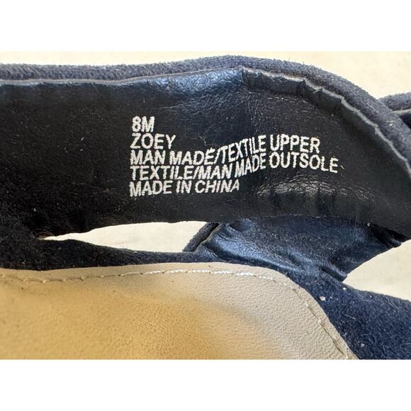 M.I.A. ZOEY Floral Embroidered Navy Blue Platform Slingback Chunky Sandals Sz 8 - Picture 11 of 11